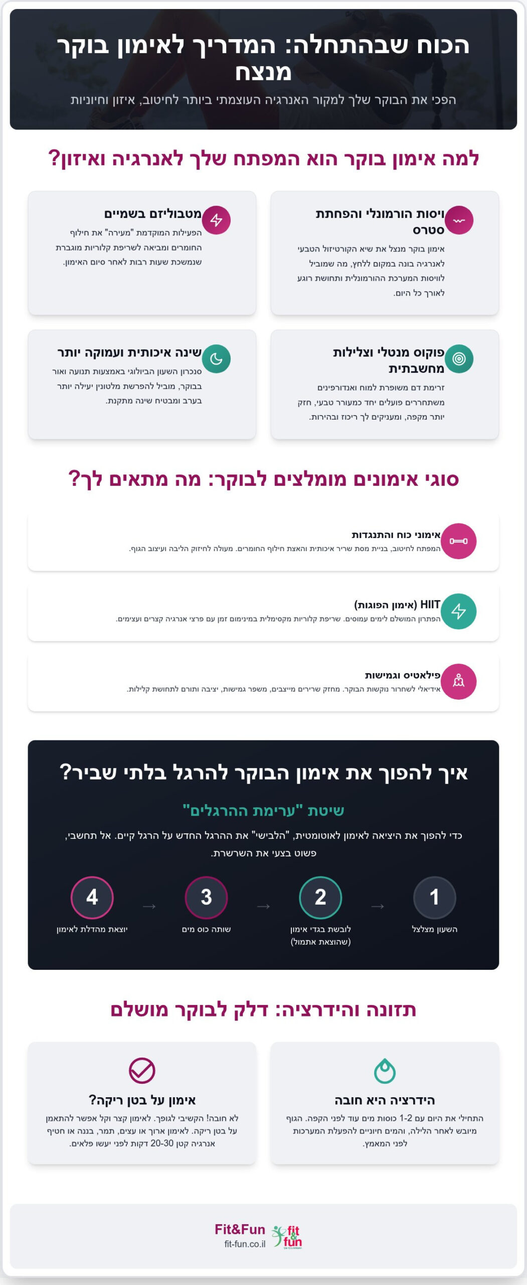 אימון בוקר לנשים: המדריך המלא להתחלת היום באנרגיה שיא ב-2026